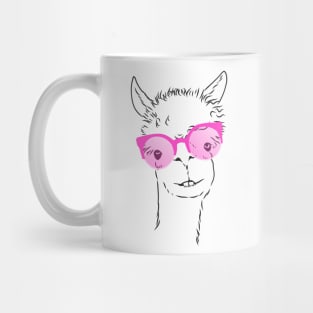 cute llama in fashionable pink glasses Mug